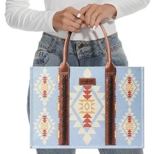 Large Tote Bag with Zipper Top Southwest Style